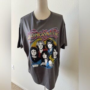 Aerosmith Graphic Tee - Charcoal Vintage Band Print